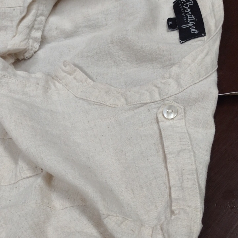 B.Boutique by Evergreen,Cream Cuffed Sleeve TunicTop with Tie Front Beach Vacati - Picture 14 of 16